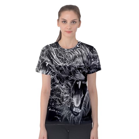 Lion Furious Abstract Desing Furious Women s Sport Mesh Tee by Jancukart