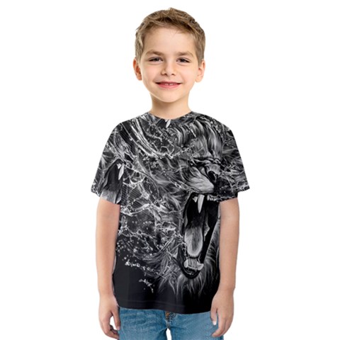 Lion Furious Abstract Desing Furious Kids  Sport Mesh Tee by Jancukart