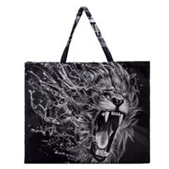 Lion Furious Abstract Desing Furious Zipper Large Tote Bag by Jancukart