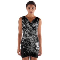 Lion Furious Abstract Desing Furious Wrap Front Bodycon Dress by Jancukart