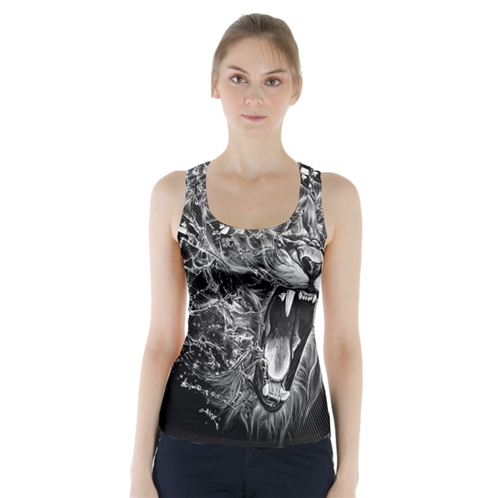 Lion Furious Abstract Desing Furious Racer Back Sports Top