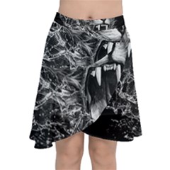 Lion Furious Abstract Desing Furious Chiffon Wrap Front Skirt