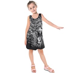 Lion Furious Abstract Desing Furious Kids  Sleeveless Dress