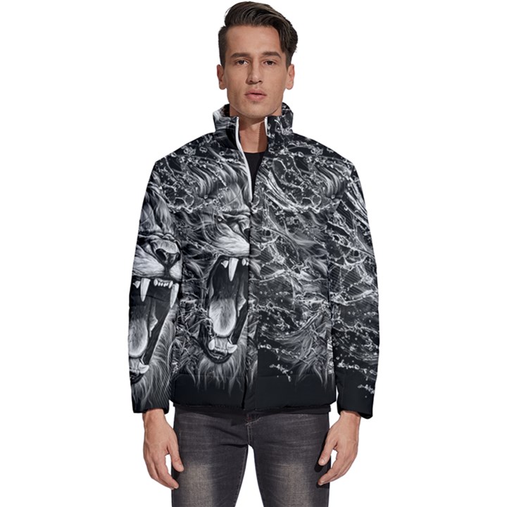 Lion Furious Abstract Desing Furious Men s Puffer Bubble Jacket Coat