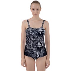 Lion Furious Abstract Desing Furious Twist Front Tankini Set