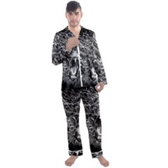 Lion Furious Abstract Desing Furious Men s Long Sleeve Satin Pajamas Set