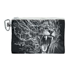 Lion Furious Abstract Desing Furious Canvas Cosmetic Bag (large) by Jancukart