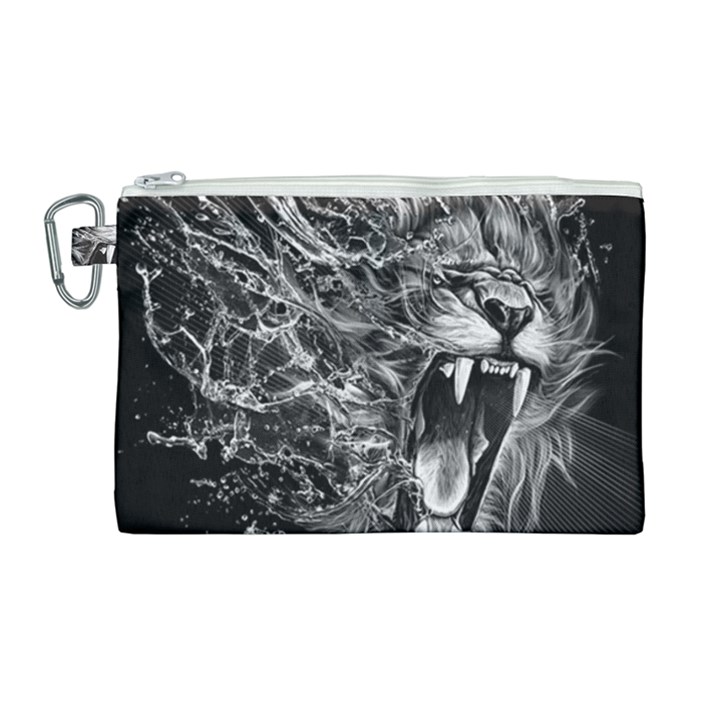 Lion Furious Abstract Desing Furious Canvas Cosmetic Bag (Large)