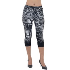 Lion Furious Abstract Desing Furious Lightweight Velour Capri Leggings  by Jancukart