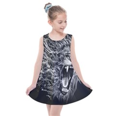 Lion Furious Abstract Desing Furious Kids  Summer Dress by Jancukart