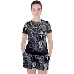 Lion Furious Abstract Desing Furious Women s Tee And Shorts Set