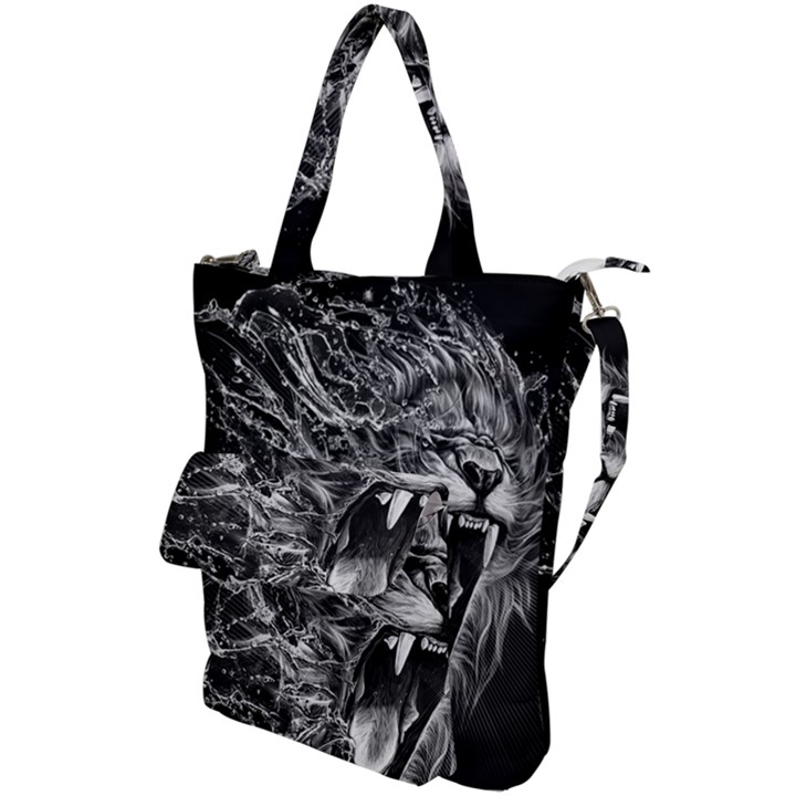 Lion Furious Abstract Desing Furious Shoulder Tote Bag