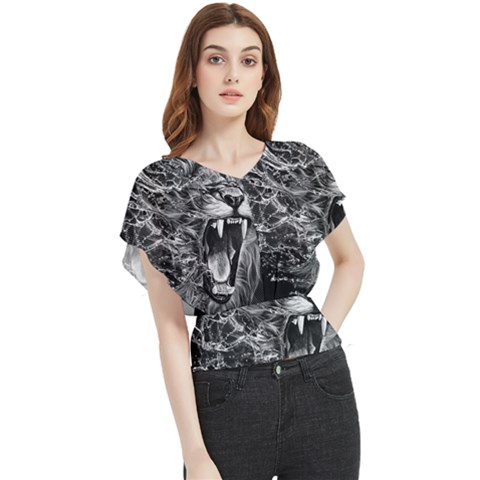 Lion Furious Abstract Desing Furious Butterfly Chiffon Blouse by Jancukart