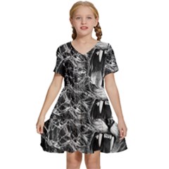 Lion Furious Abstract Desing Furious Kids  Short Sleeve Tiered Mini Dress