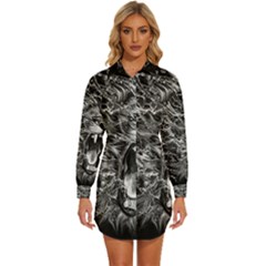 Lion Furious Abstract Desing Furious Womens Long Sleeve Shirt Dress