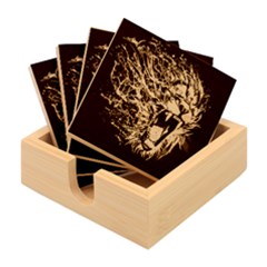 Lion Furious Abstract Desing Furious Bamboo Coaster Set