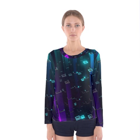 Abstract Building City 3d Women s Long Sleeve Tee by Jancukart