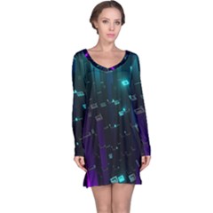 Abstract Building City 3d Long Sleeve Nightdress