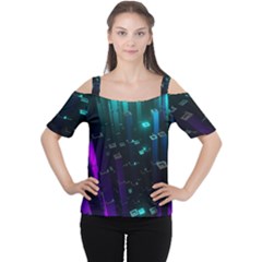 Abstract Building City 3d Cutout Shoulder Tee