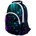 Abstract Building City 3d Rounded Multi Pocket Backpack View1