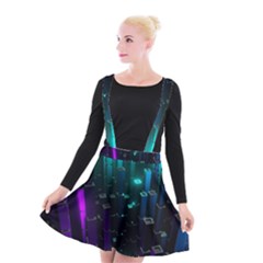 Abstract Building City 3d Suspender Skater Skirt