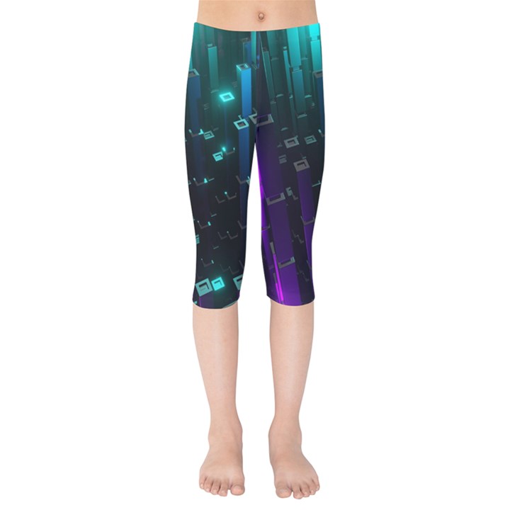 Abstract Building City 3d Kids  Capri Leggings 