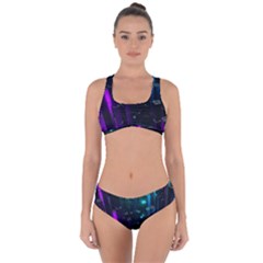 Abstract Building City 3d Criss Cross Bikini Set