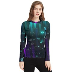 Abstract Building City 3d Women s Long Sleeve Rash Guard