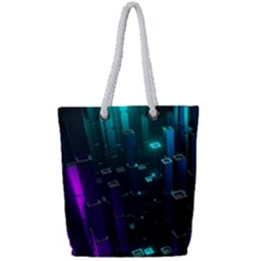 Abstract Building City 3d Full Print Rope Handle Tote (small)