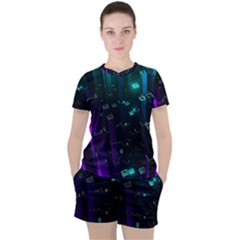 Abstract Building City 3d Women s Tee And Shorts Set