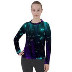 Abstract Building City 3d Women s Pique Long Sleeve Tee