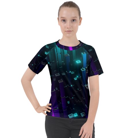 Abstract Building City 3d Women s Sport Raglan Tee by Jancukart