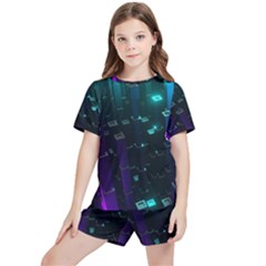 Abstract Building City 3d Kids  Tee And Sports Shorts Set by Jancukart