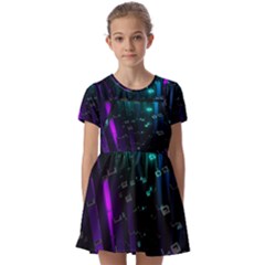 Abstract Building City 3d Kids  Short Sleeve Pinafore Style Dress