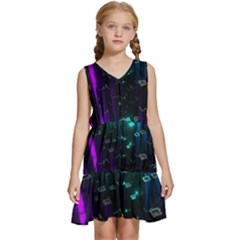 Abstract Building City 3d Kids  Sleeveless Tiered Mini Dress by Jancukart