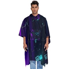 Abstract Building City 3d Men s Hooded Rain Ponchos