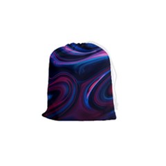 Purple Blue Swirl Abstract Drawstring Pouch (small)