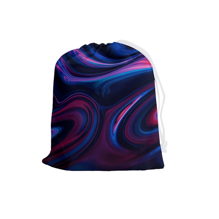 Purple Blue Swirl Abstract Drawstring Pouch (Large)