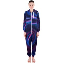 Purple Blue Swirl Abstract Hooded Jumpsuit (ladies)