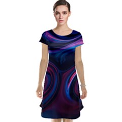 Purple Blue Swirl Abstract Cap Sleeve Nightdress