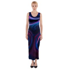 Purple Blue Swirl Abstract Fitted Maxi Dress by Jancukart