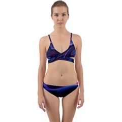 Purple Blue Swirl Abstract Wrap Around Bikini Set