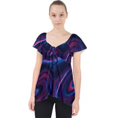 Purple Blue Swirl Abstract Lace Front Dolly Top