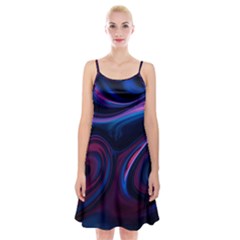 Purple Blue Swirl Abstract Spaghetti Strap Velvet Dress