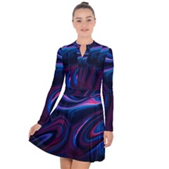 Purple Blue Swirl Abstract Long Sleeve Panel Dress