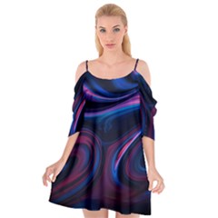 Purple Blue Swirl Abstract Cutout Spaghetti Strap Chiffon Dress