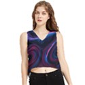 Purple Blue Swirl Abstract V-Neck Cropped Tank Top View1