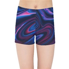 Purple Blue Swirl Abstract Kids  Sports Shorts by Jancukart