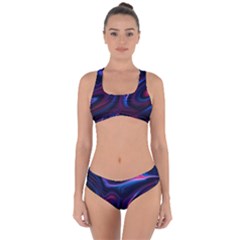 Purple Blue Swirl Abstract Criss Cross Bikini Set