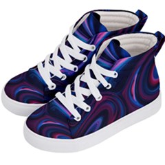 Purple Blue Swirl Abstract Kids  Hi-top Skate Sneakers